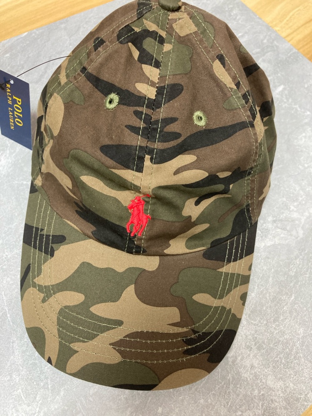 Polo by Ralph Lauren Men's Camouflage Baseball Cap with Red Pony